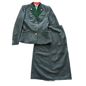 Lodenfrey Lodenfabrik Vintage Austrian Wool Blazer Coat Shamrock Skirt Set